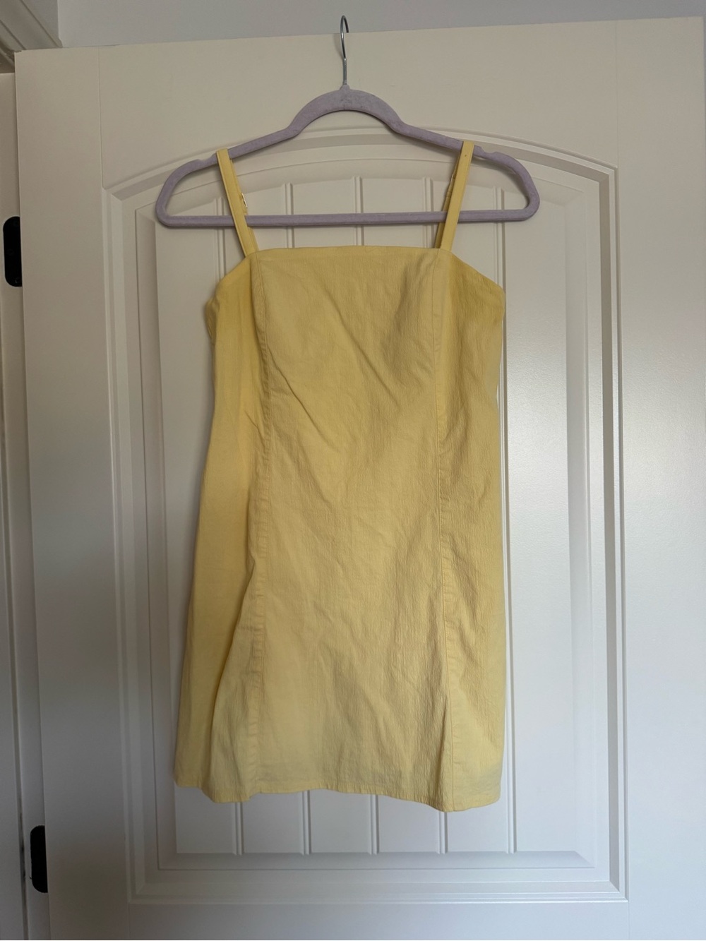Abercrombie & Fitch Pale Yellow Spaghetti Strap Mini Dress with Shorts